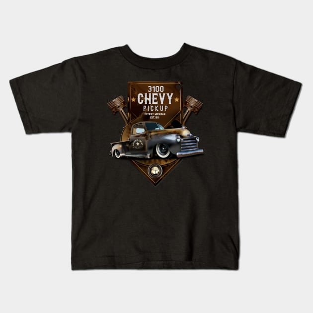 3100 Classic Chevy Kids T-Shirt by hardtbonez